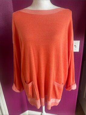 🔥 3 FOR $25 SALE 🔥 Chico's Women's Lightweight Coral Knit Sweater with Front Poc